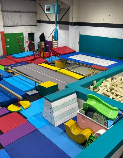 The trampoline and pit area at the new gym at TK Gymnastics Bradford
